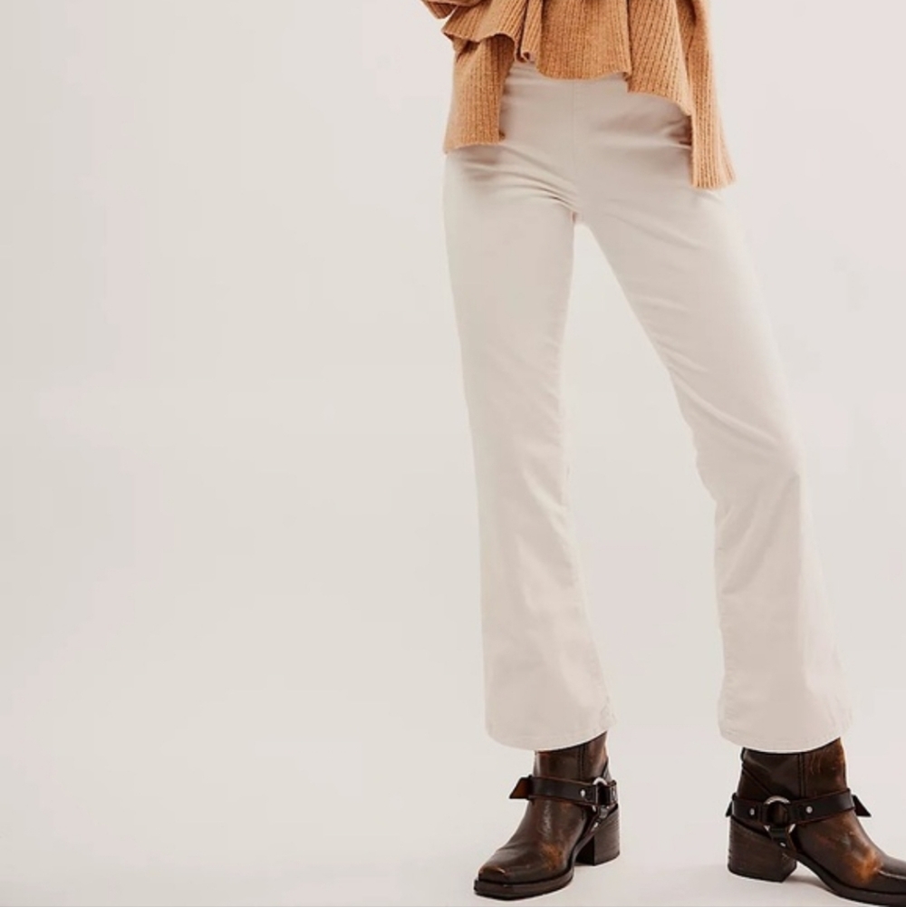 Free People In My Feelings Velvet Slim Flare Crop Pants
